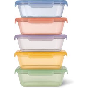 Ello Snap & Nest 10-Piece 4.5 Cup Plastic Meal Prep Set, Reusable Food Containers for Healthy Eating, Freezer, Dishwasher Safe, Desert Festival