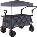 3 in 1 Collapsible Wagon with 300lbs Weight Capacity,150L Heavy Duty Utility Cart with Removable Canopy,with Big All-Terrain Beach Wheels & Drink Holders,Gray