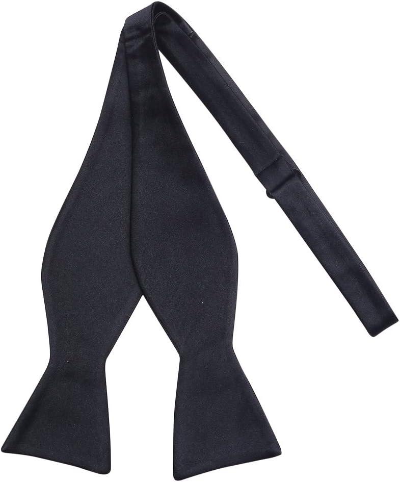 100% Silk Mens Bowtie Self Tie Bow Tie Bowtie Tuxedo Wedding Solid Color Formal Bow Ties for Man Many Colors (Black)