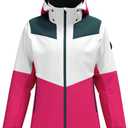 HEAD Women’s Element Insulated Ski Jacket – Waterproof, Mechanical Stretch, Detachable Hood, Snow Gaiter (White) size 4