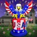 PARAYOYO 7.2FT 4th of July Inflatable Bald Eagle Sitting on USA Hat, Patriotic Inflatable Eagle Blow Up Built-in 4 LEDs for Independence Day Inflatable Outdoor Decoration Fourth of July Parade Decor