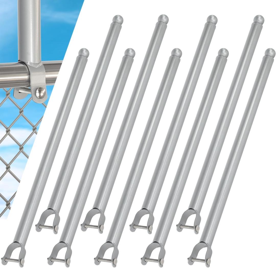 9 Pack Chain Link Fence Extension, 25.2'' Fence Extension Height, Galvanized Post Extender for Dogs and Privacy (1-3/8'') Silver