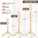WANGMUXIA Coat Rack, Freestanding Coat Rack with 8 Hooks and 3 Adjustable Size Tree Coat Racks for Bedroom, Hallway, Entrance, Office, for Hats, Coats, Scarves, Handbags
