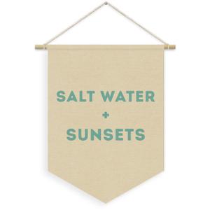 2 x XYDEG Ocean Nursery Decor, Salt Water Sunsets Beach Linen Canvas Banner, Neutral Coastal Nautical Nursery Wall Hanging Pennant Flag Banner for Kids Toddler Room Bedroom Playroom Decor, 15x11in