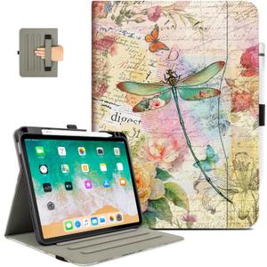 Vimorco Case for iPad Air 11 inch M4/M3/M2 (2026/2025/2024),for iPad Air 5th/4th Generation (2022/2020) 10.9 inch,for iPad Pro 11 inch 4th/3rd/2nd/1st Gen,Pencil Holder&Hand Strap&Pocket,Dragonfly