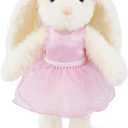 Rabbit Stuffed Animal Plush Toy Pink Tutu Dress Pearl Skirt Easter Basket Stuffers Gifts for Girls Daughter Niece Dance Recital Ballet Class Princess Fairy Pretend Play Doll 13.4 Inch 4.7 oz
