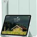 Kenke for iPad 11/10th Gen Case with Pencil Holder 11/10.9 inch 2025 A16/2022, Soft TPU Back Shell Hybrid Slim Trifold Stand Protective Cover Support Touch ID Auto Wake/Sleep (Ice Green)
