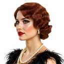 MEDISIFA Short Red 1920s Wig for Women Gatsby roaring 20s Finger Wave Party Synthetic Full Vintage Wigs for Womens Lady Cosplay Costume Fancy Dress 1920 Flapper Wig
