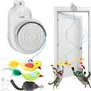 Interactive Cat Toys for Indoor Cats - Automatic Flying Bird Feather & Mouse Wand Enrichment Toy, Hands-Free or Handheld USB-Rechargeable Safe Play Chase Exercise for Bored Kittens and Adult Cats (Grey)