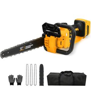Brushless Electric Chainsaw 12" Cordless Tool Only for Dewalt 20V/60V Battery with Auto Oiler & Security Lock, for Tree Saw Trimming and Branch Wood Cutting (Tool Only)