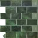 Peel and Stick Backsplash Wall Tiles - 10 Sheets Green Tile 12" x 12" 3D Self-Adhesive Wall Tiles for Kitchen, Bathroom & Home Dcor