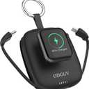 Small Portable Charger 5000mAh,iWatch Wireless Charger Mini Power Bank with Built-in Cable,Travel Keychain Charger for Apple Watch 11/10/9/8/Ultra/7/6/Se/5/4,iPhone 17/16/15/14/13/12,Android Phone