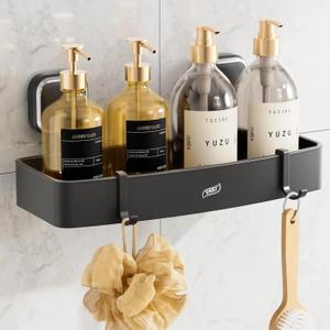 TAILI Shower Caddy Suction Cup, Heavy Duty Bathroom Organizer, Removable Shelves for Inside Shower, Shampoo, Wall Mounted Aluminum Storage for Bathroom Accessories, Dark Gray