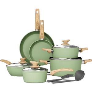 DishDelight 12 Piece Pots and Pans Set, Nonstick Kitchen Cookware Sets, 12 Pcs Cookware Set
