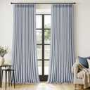 MIULEE Pinch Pleated Thick Linen Curtains 102 Inches Long 2 Panels for Living Room Bedroom, Linen Textured Drapes Pleat Back Tab Memory Trained Light Filtering Light Blue Window Curtains with Hooks