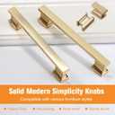 VEHCIL 20 Pack Square Brushed Gold Cabinet Pulls, 5 Inch(128mm) Hole Centers Gold Cabinet Handles Hardware for Kitchen Cupboard Closet Bathroom Dresser Drawer, Solid Zinc Alloy