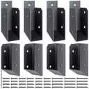 201 Stainless Steel 2" x 4" (1 " x 3 " Actual) Deck Railing 32.5Stair Connectors, for Deck Railing Stair Handrail Connection Installation Deck Railing Bracket (8 Pair-Black)