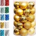 Lulu Home Christmas Ball Ornaments, 34 Ct 1.57" Pre-Strung Hanging Ornament Decorations, Xmas Shatterproof Plastic Balls for Holiday Party Wreath Garlands Trees, Golden