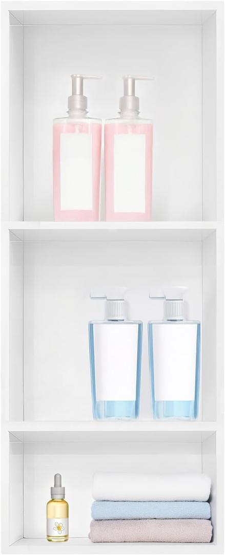 12 x 30 Shower Niche,White Stainless Steel Recessed Shelf Brushed