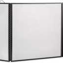Plow & Hearth Metal Fireplace Screen 3 Panel Black | 50" W x 30" H | Flat Spark Guard Cover | Stand Alone Wrought Iron Panel Fire Place Cover