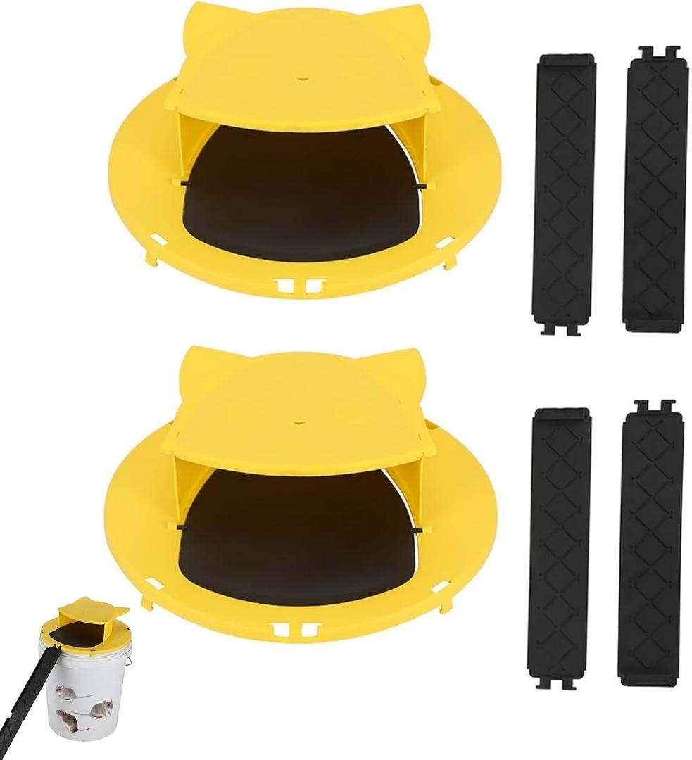 Mouse Trap Bucket with Auto-Reset Lid, Mouse Rat Trap Bucket Lid for Humane Rodent Control,5-Gallon Bucket Compatible-2PACK