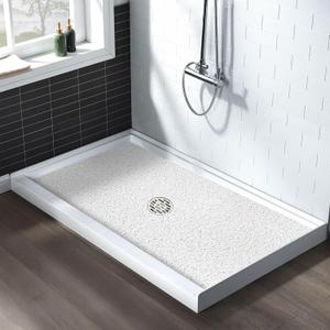 Large Non Slip Shower Mat: 32x24 inch Loofah Shower Mat for Inside Shower with Drain Hole in Middle, Soft PVC Anti-Slip Shower Stall Mats for Bathroom,Wet Area, Quick Drying