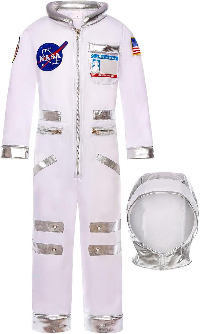 Astronaut Costume for Kids Halloween Dress Up Space Birthday Gifts, 10-12Y