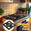 Baquler 2 Pcs Left Burner Drip Pans Set 16.6 x 8 Inches Compatible with Ge Hotpoint Wb34k10009 Right Wb34k10010 Gas Stovetop Range Parts Stainless Steel 2 Burner Holes Replacement Drip Pan Black