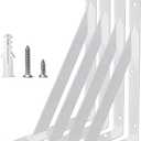 Heavy Duty Shelf Brackets Wall Mount Steel Bracket Wall Brackets for Shelves (White, 12 x 8 Inch-2 Pairs)