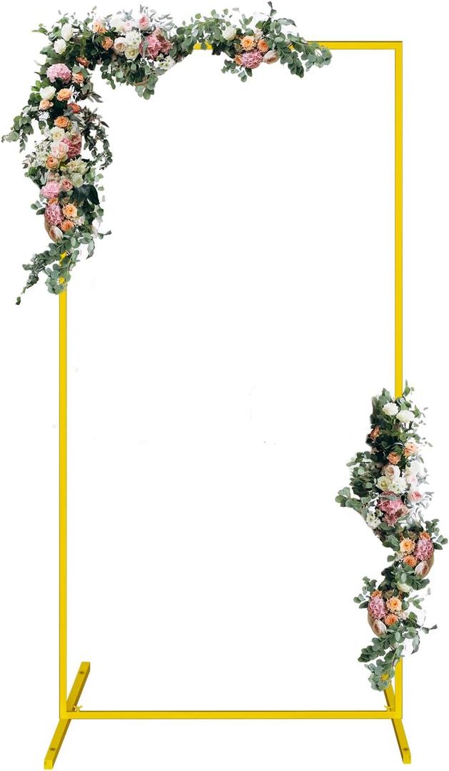 Wedding Arch, 6.6 FT x 3.3 FT Square Backdrop Stand for Ceremony, Gold Metal Arch Backdrop Stand for Parties, Balloon Arch Stand Backdrop for Anniversary, Birthday, Bridal, Baby Shower, Decoration, 3.3x6.6 FT