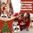 Baby's First Christmas Footprint Craft Newborn Footprint Art Craft DIY Frame Christmas Ornament Kit Wooden Picture Frame Holiday Xmas Gifts 2025, Tabletop Display Memory Keepsake(Santa,Black)