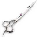 6/7/7.5/8/9 inch scissors silver professional hairdresser hair cut and trim diluted sharp 440C steel (7 inch flat shear-A)