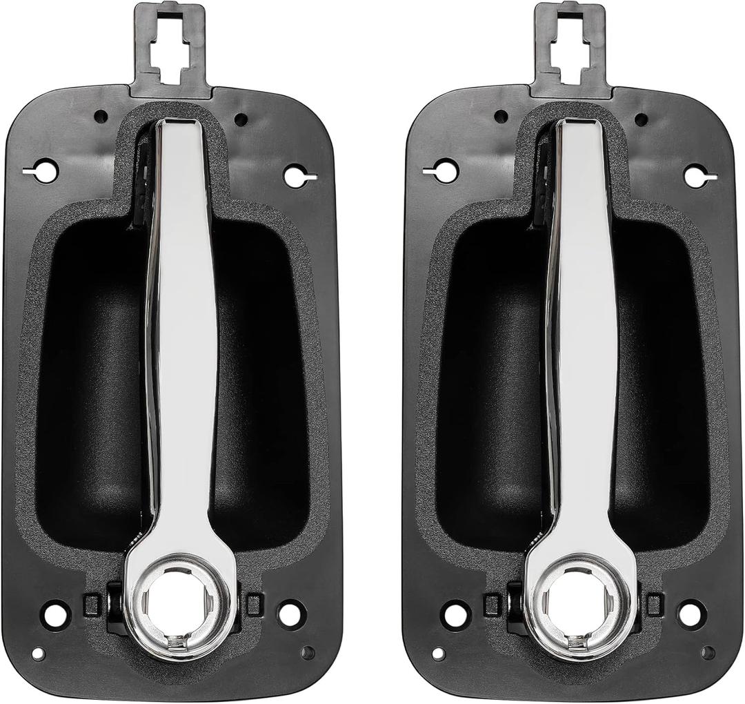 Gledewen Exterior Door Handles, Compatible with 2008-2014 International ProStar, Front Left Driver & Right Passenger Side | Replace# 2594003C1, 2594006C1 | Black Bezel Chrome Lever with Key Hole