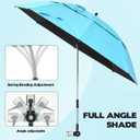 YEXEXINM 2 Pack Double Canopy Umbrella with Clamp 42" Portable Sun Umbrella 360Adjustable Beach Chair Umbrellas with Clip Outdoor Sun Shade for Camping, Wheelchair, Golf Cart, Stroller, Patio Chairs