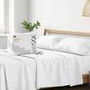 500 Thread Count Bed Sheets 100% Egyptian Cotton Striped Sheets Set - White Long-Staple Cotton Split King Sheet for Bed, Fits Mattress Upto 16'' Deep Pocket, Soft & Silky Sateen Weave Sheets