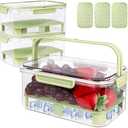 YUNLINLI 3 Pcs Large Fruit Storage Containers For Fridge with Removable Colanders, Airtight Food Storage Containers with Lids, Reusable Produce Saver with Handle, Stackable Plastic Fruit Veggie Saver