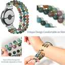 C&L Accessories Compatible with Google Pixel Watch 3 45mm Band Beaded Natural Gemstone Bracelet Replacement Strap, Indian Agate