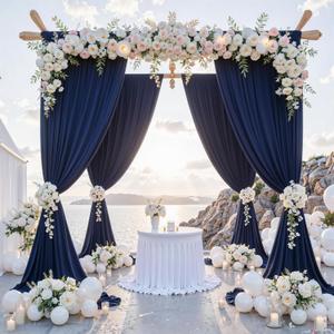 10 ft x 10 ft Wrinkle Free Navy Blue Backdrop Curtains Panels, 2 Panels 5ft x 10ft Sikly Polyester Photo Backdrop Drapes for Graduation Baby Shower Wedding Birthday Parties Photography Background