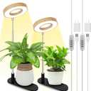 LORDEM Bamboo Base Desktop Grow Light, LED Plant Lamp with Full Spectrum, 4 Adjustable Brightness Levels, 4H/8H/12H Auto Timer for Indoor Plants Growing, Height Adjustable 7.8"-26", 2 Pack