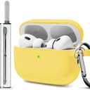 for AirPods Pro 2 Case with Cleaner Kit, Compatible with Airpods Pro 2nd/1st Generation Case (USB-C Cable) with Keychain for Women and Men, Yellow