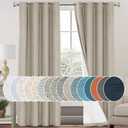 PrinceDeco Linen Blackout Curtains for Bedroom/Living Room 100% Black Out Curtains 96 Inch Long 2 Panels Set Linen Look Room Darkening Thermal curtains with White Liner Backing for Nursery Decor, Stone