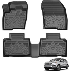 Powerty Floor Mats for 2015-2024 Ford Edge All Weather 3D TPE Anti-Slip Car Liners for 1st & 2nd Row Accessories