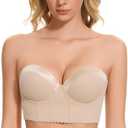 SEA BBOT Women Anti-Slip Strapless Bra Longline Padded Push Up Bra Size 32A Dark Beige