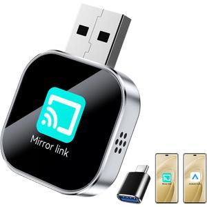 YOUKOYI Wireless Android Auto/Mirror Link Adapter, Not Compatible with iPhone, Instant Wired to Wireless Conversion, Plug & Play, Mini Stable Design