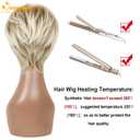 QUEENTAS Pixie Layered Short Blonde Wigs for White Women Black Women Synthetic Hair (Blonde Mixed Brown)