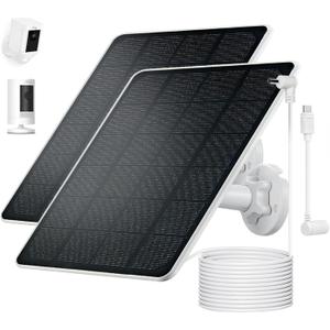 Ring Camera Solar Panel Charger, Compatible with Stick Up Camera, Stick Up Cam Pro, Spotlight Camera Plus/Pro, 5W5V, Weatherproof, 3M/9.8FT Cable (2Pack)