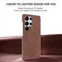 SOKAD Leather Case for Samsung Galaxy S25 Ultra Compatible with Magsafe, Vintage Elegant Design for Men Women, Thin Slim Half-Wrap Anti-Slip Protective Phone Case for Galaxy S25 Ultra, Brown