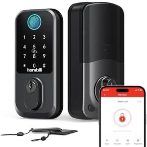 Keyless Entry Wi-Fi Smart Lock: Hornbill Fingerprint Lock for Exterior Doors, Biometric Smart Deadbolt Locks for Front Door, Keypad Deadbolt with Auto-Lock for Rentals Home, Matte Black