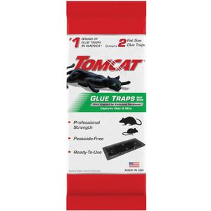 Tomcat Rat Trap with Immediate Grip Glue for Rats, Mice, Snakes, Cockroaches, Spiders, and Scorpions, Ready-To-Use, 2 Traps