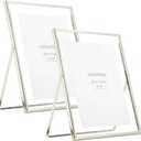 Silver Floating Frame810'' set of 2 For Picture 7x9, 6x8, 5x7, Classy Gift metal floating frame 5x7'' Tabletop Shelf Photo frames for Christmas, Home Wedding Party and Office Dcor